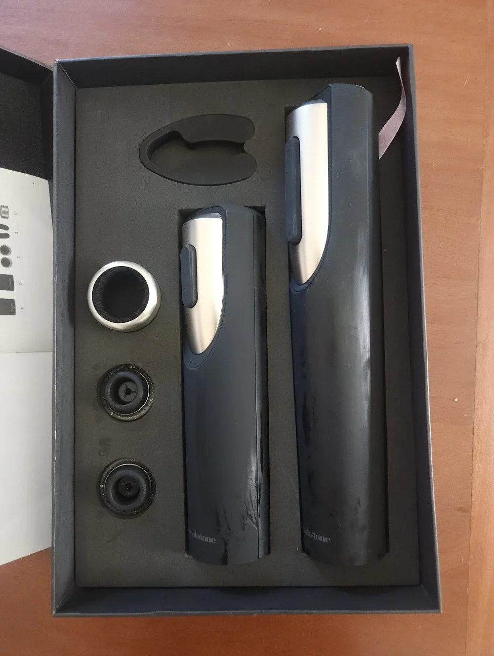 Brookstone Black and Silver Electric Wine Accessory Set